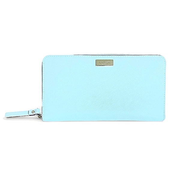 Kate Spade 100% Genuine Saffiano Leather wallet in sky blue accordion zip around - Picture 13 of 13